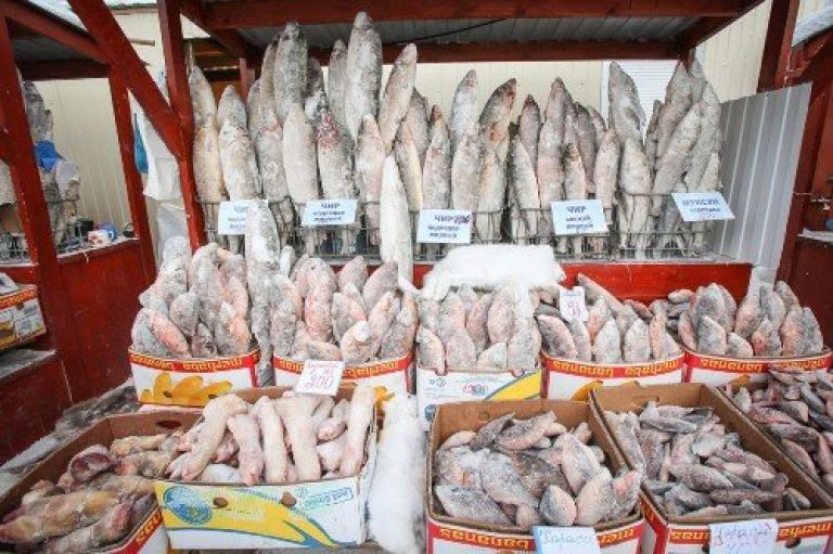 Some of the amazing variety of fresh fish to be found in Yakutsk